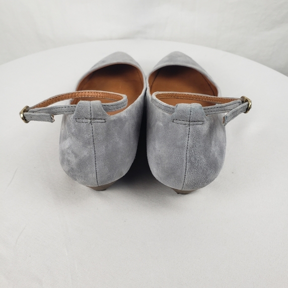 Madewell Gray Suede Ankle Latch Flats Sz 7 - Picture 3 of 6